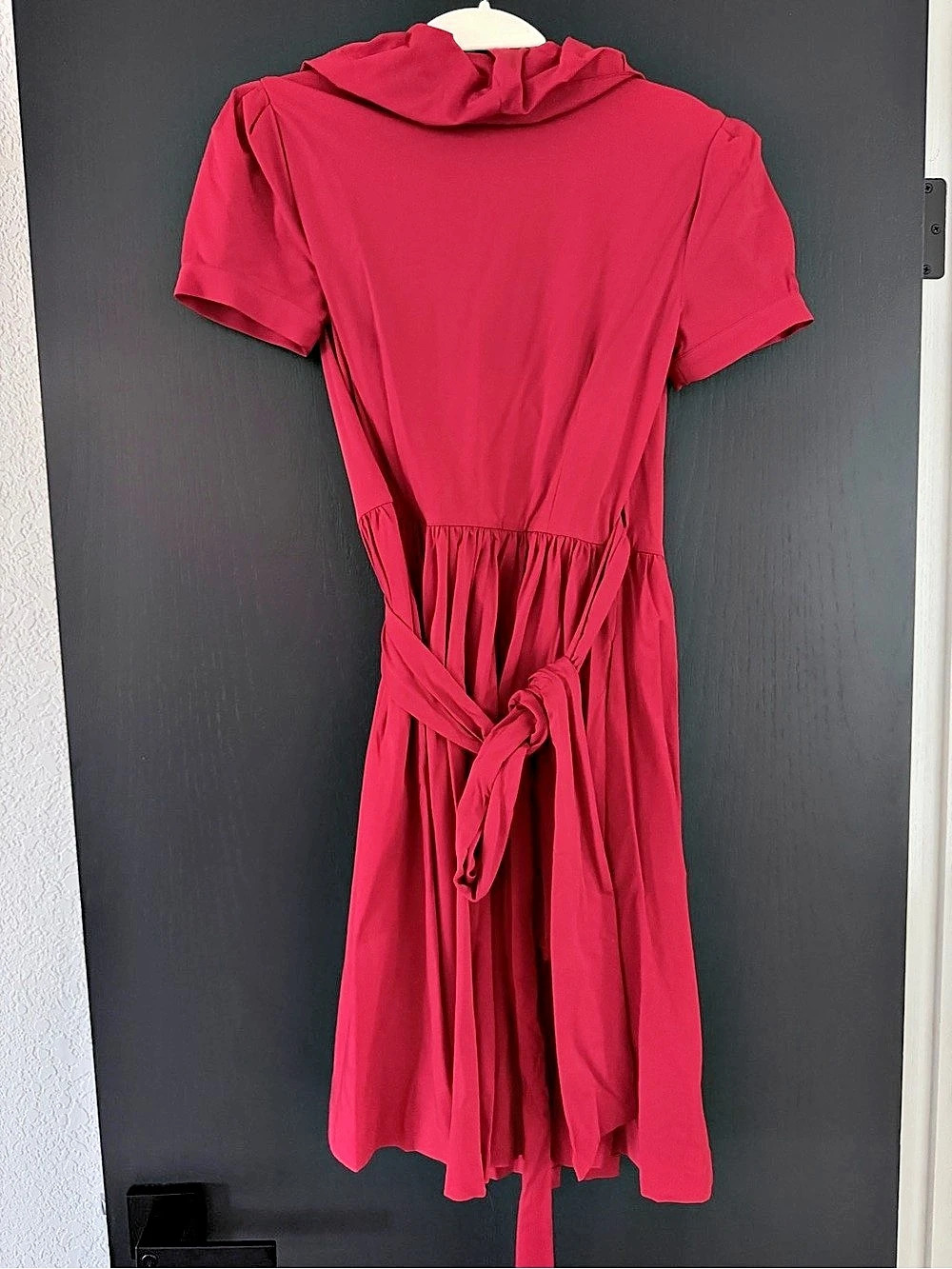 Diane von Furstenberg Ruffle Neck Midi Dress in Red Like New